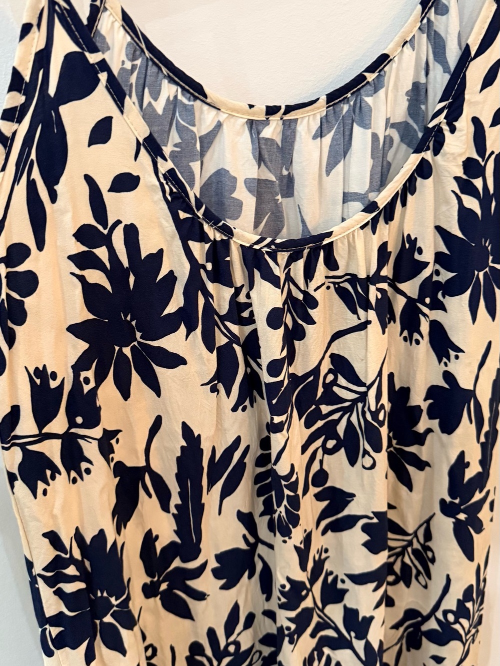 Women’s Boho Navy Floral Maxi Skirt - Cream & Navy - Picture 5 of 5